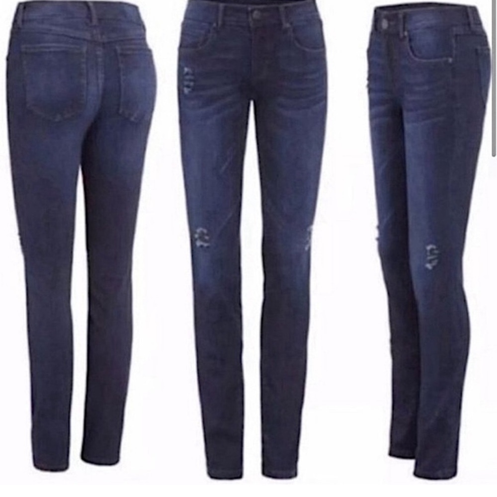 Cabi | Curvy Skinny Jeans Distressed Dark Wash Spandex Size 4 - Picture 2 of 8